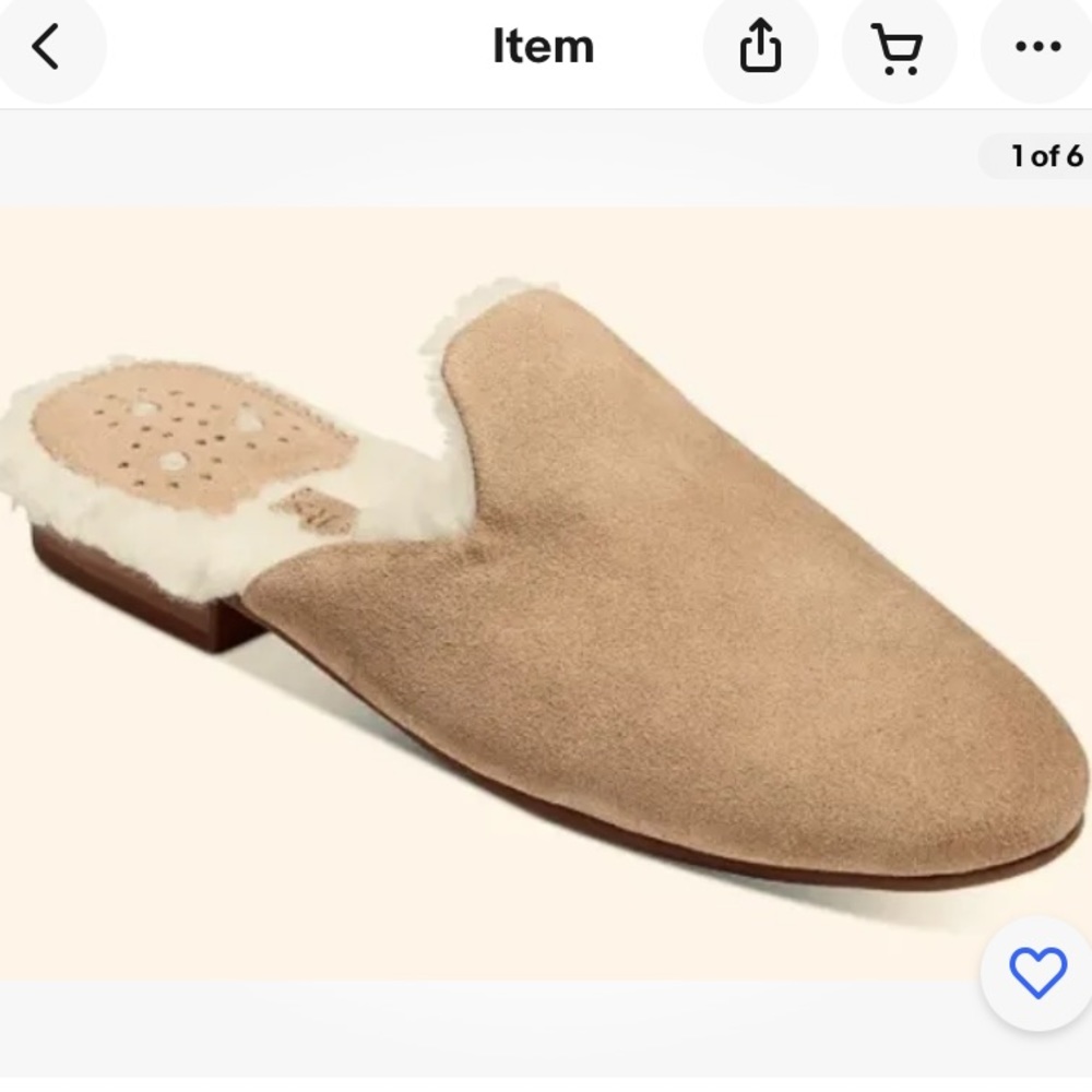 Jack Rogers Delaney suede beige tan faux fur lined Mules 9